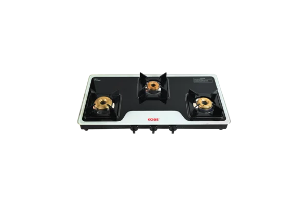 Kobe AQUA 3BR B/W-SS 77cm Cooktop with Super Big, Medium & Small Burner | Optional Auto Ignition - Image 2