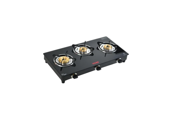 Kobe INOX 3B B/W-BK Cooktop with Super Big, Medium & Small Burner | Optional Auto Ignition