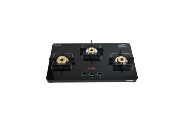 Kobe LAVA 3BR B/K 77cm 3 Burner Cooktop with Forged Brass Burners & Optional Auto Ignition - Image 2