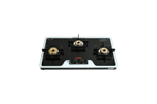 Kobe LAVA 3BR B/W 77cm 3 Burner Cooktop with Forged Brass Burners & Optional Auto Ignition - Image 2