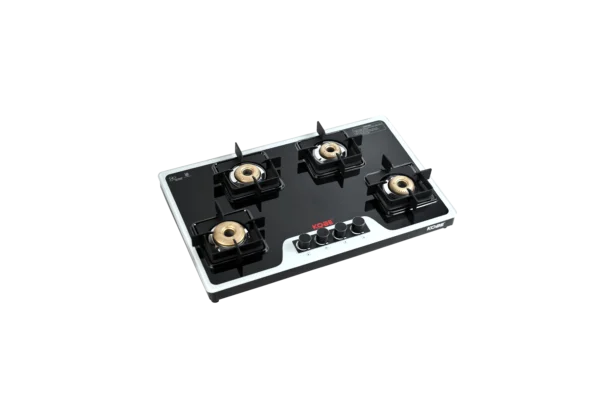 Kobe LAVA 4BR B/W 80cm 4 Burner Cooktop with Forged Brass Burners & Optional Auto Ignition