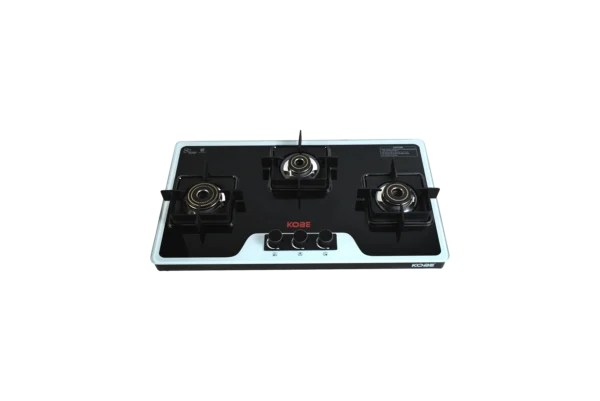 Kobe LAVA DX 3BR B/W 77cm 3 Burner Cooktop with Forged Brass Burners & Optional Auto Ignition - Image 2