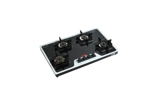 Kobe LAVA DX 4BR B/W 80cm 4 Burner Cooktop with Forged Brass Burners & Optional Auto Ignition