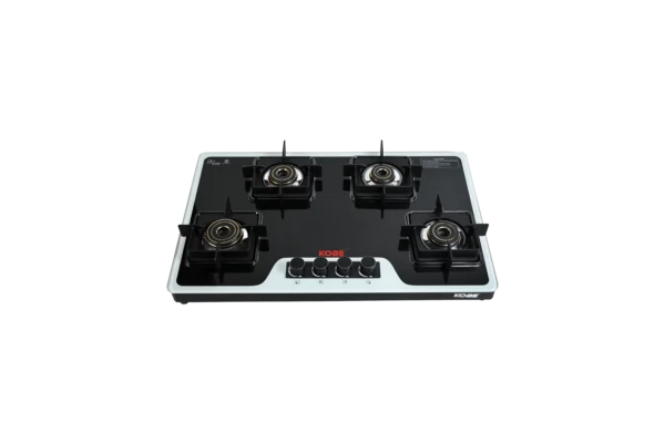 Kobe LAVA DX 4BR B/W 80cm 4 Burner Cooktop with Forged Brass Burners & Optional Auto Ignition - Image 2