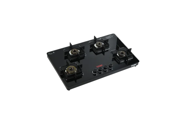 Kobe LAVA DX 4BR B/K 80cm 4 Burner Cooktop with Forged Brass Burners & Optional Auto Ignition