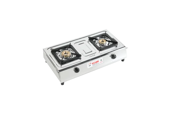 Kobe REGAL SS 2B Cooktop with High-Efficiency Brass Burners | ISI Marked | Die-Cast Aluminium Mixing Tubes