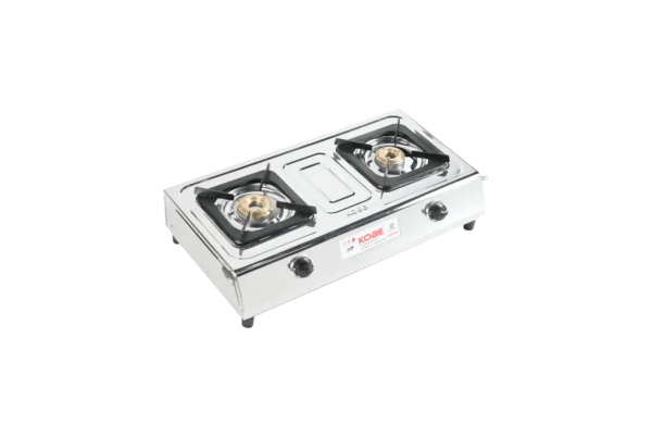 Kobe SHINE SS DX 2B Cooktop with Brass Burners | ISI Marked | Stainless Steel Body & Die-Cast Mixing Tubes