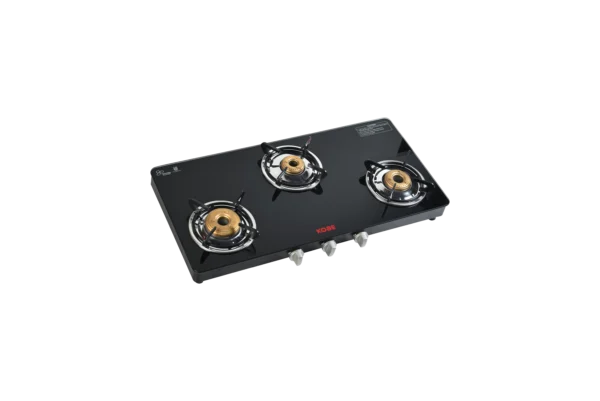 Kobe SWIFT 3B B/W-BK 77cm Cooktop with Super Big, Medium & Small Burner | SS Double Drip Tray | Optional Auto Ignition